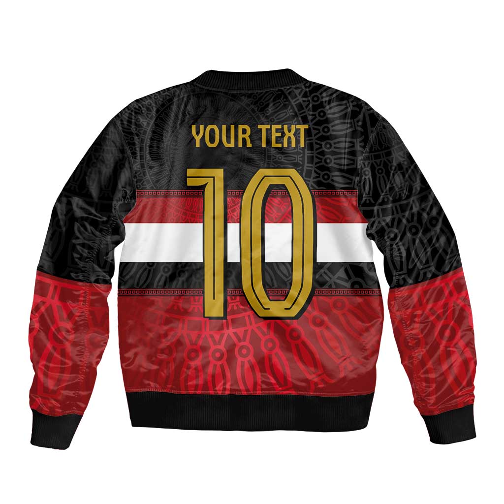 Custom Egypt National Football Sleeve Zip Bomber Jacket Egyptian Geometric and Flag - Wonder Print Shop