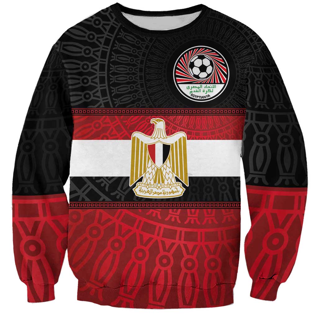 Custom Egypt National Football Sweatshirt Egyptian Geometric and Flag - Wonder Print Shop
