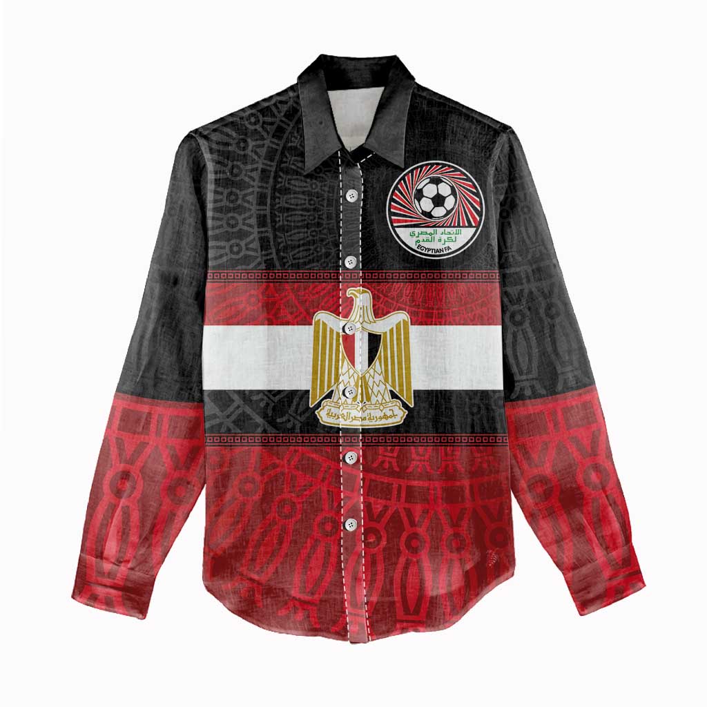 Custom Egypt National Football Women Casual Shirt Egyptian Geometric and Flag - Wonder Print Shop