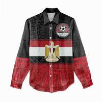 Custom Egypt National Football Women Casual Shirt Egyptian Geometric and Flag - Wonder Print Shop