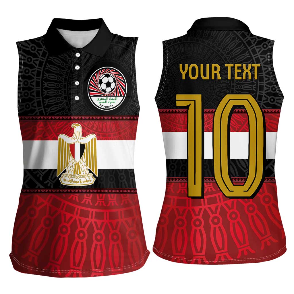 Custom Egypt National Football Women Sleeveless Polo Shirt Egyptian Geometric and Flag - Wonder Print Shop