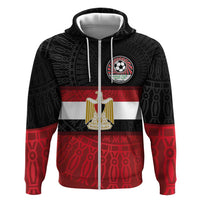 Custom Egypt National Football Zip Hoodie Egyptian Geometric and Flag - Wonder Print Shop
