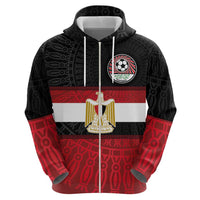 Custom Egypt National Football Zip Hoodie Egyptian Geometric and Flag - Wonder Print Shop