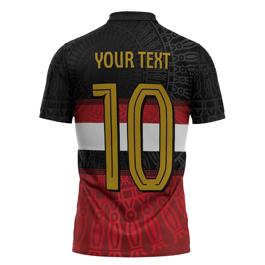 Custom Egypt National Football Zipper Polo Shirt Egyptian Geometric and Flag - Wonder Print Shop