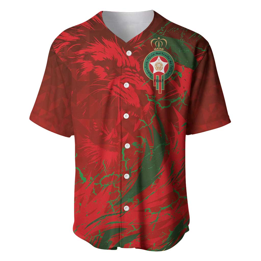 Custom Morocco National Football Baseball Jersey Atlas Lions Sporty Abstract Pattern - Wonder Print Shop