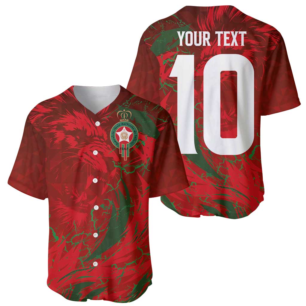 Custom Morocco National Football Baseball Jersey Atlas Lions Sporty Abstract Pattern - Wonder Print Shop