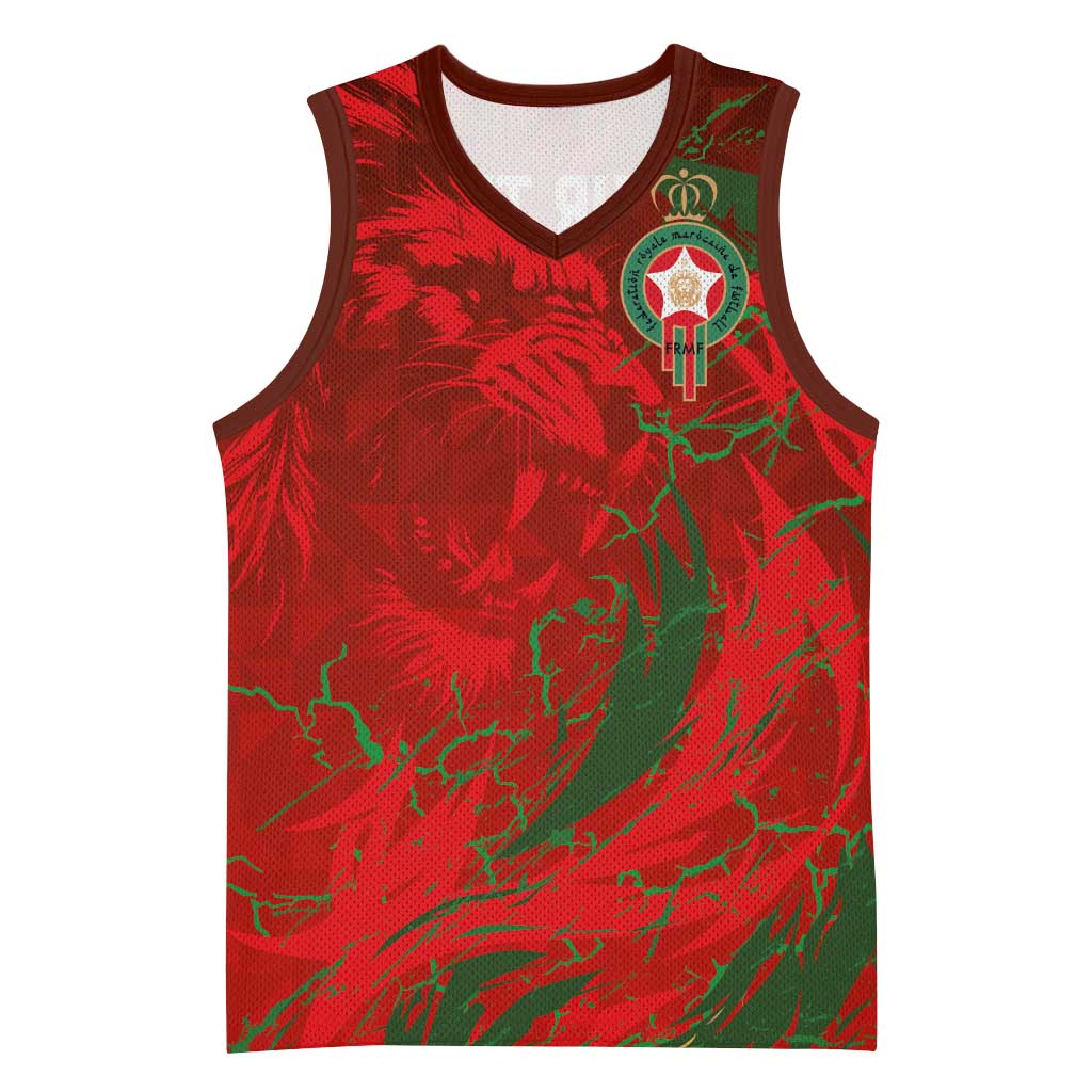 Custom Morocco National Football Basketball Jersey Atlas Lions Sporty Abstract Pattern - Wonder Print Shop