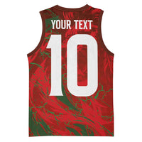 Custom Morocco National Football Basketball Jersey Atlas Lions Sporty Abstract Pattern - Wonder Print Shop