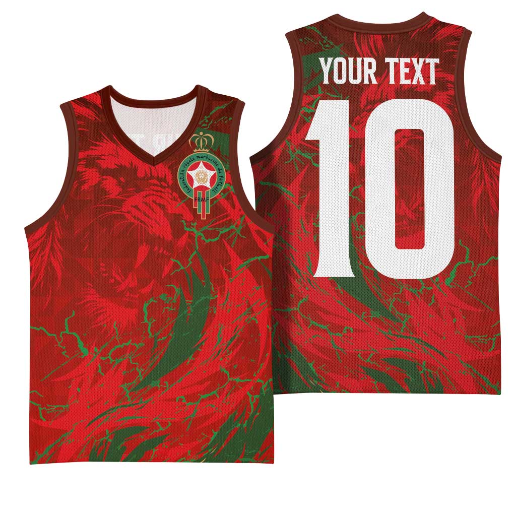 Custom Morocco National Football Basketball Jersey Atlas Lions Sporty Abstract Pattern - Wonder Print Shop