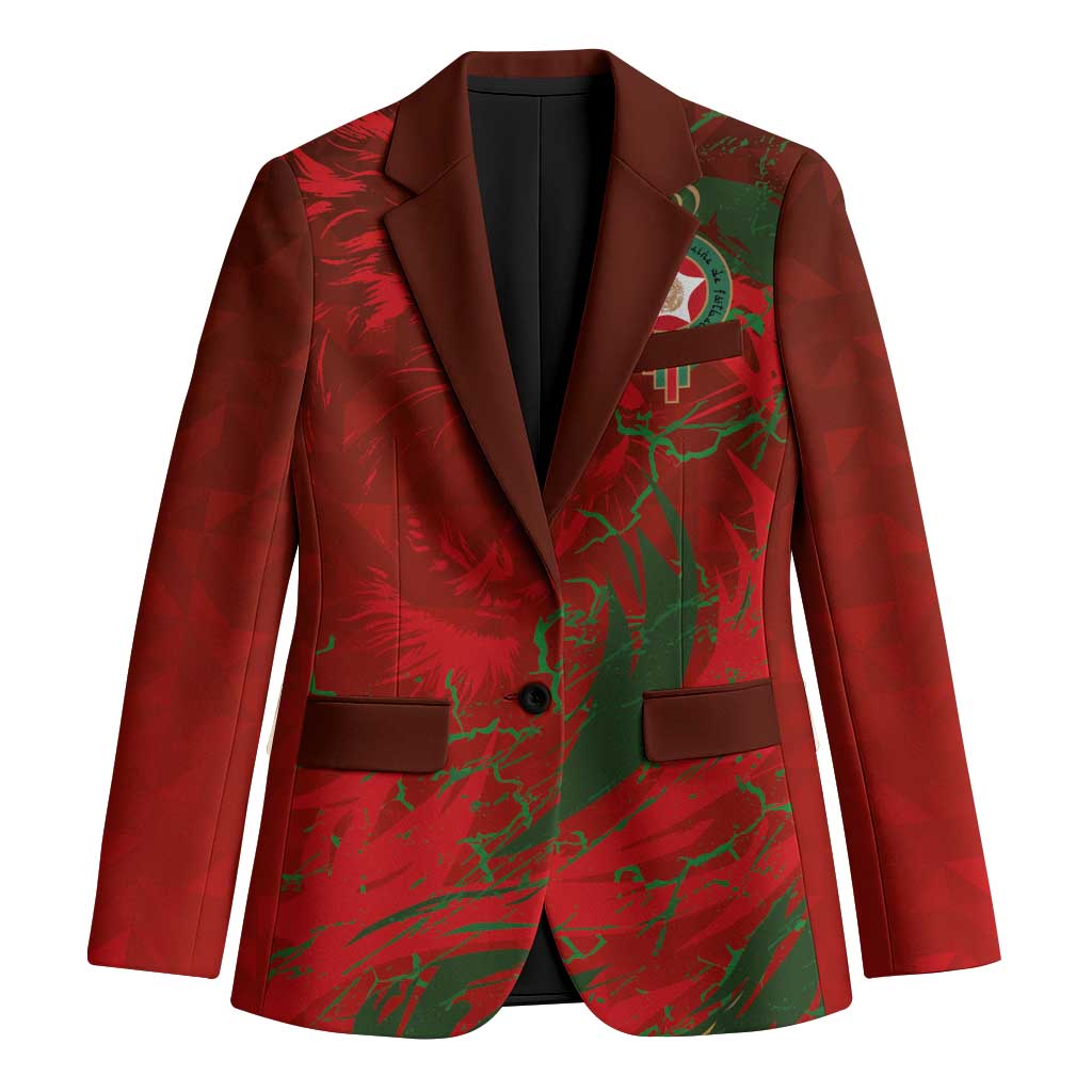 Custom Morocco National Football Blazer Atlas Lions Sporty Abstract Pattern - Wonder Print Shop