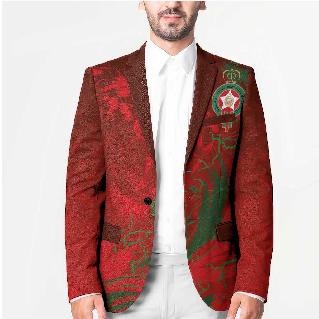 Custom Morocco National Football Blazer Atlas Lions Sporty Abstract Pattern - Wonder Print Shop