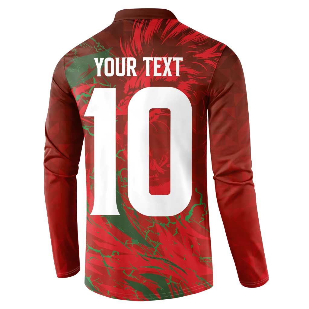 Custom Morocco National Football Button Sweatshirt Atlas Lions Sporty Abstract Pattern - Wonder Print Shop