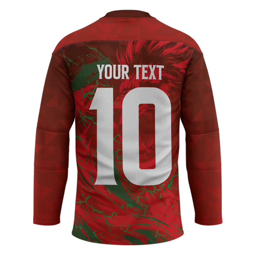Custom Morocco National Football Hockey Jersey Atlas Lions Sporty Abstract Pattern - Wonder Print Shop