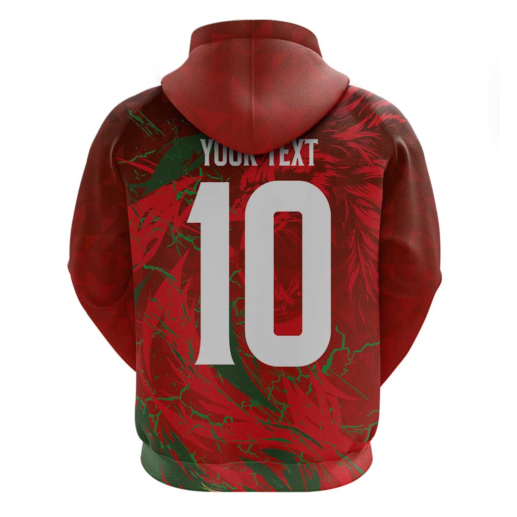 Custom Morocco National Football Hoodie Atlas Lions Sporty Abstract Pattern - Wonder Print Shop