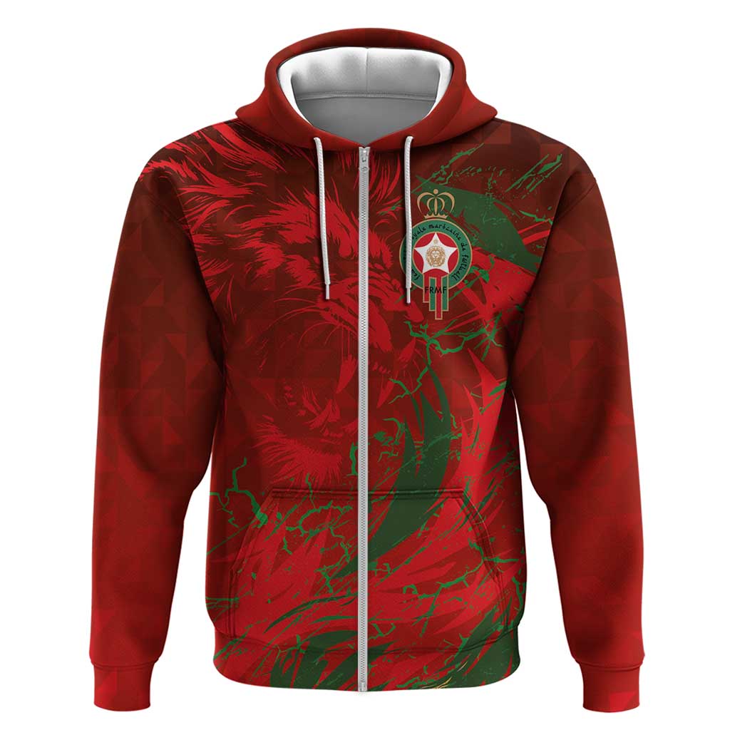 Custom Morocco National Football Hoodie Atlas Lions Sporty Abstract Pattern - Wonder Print Shop