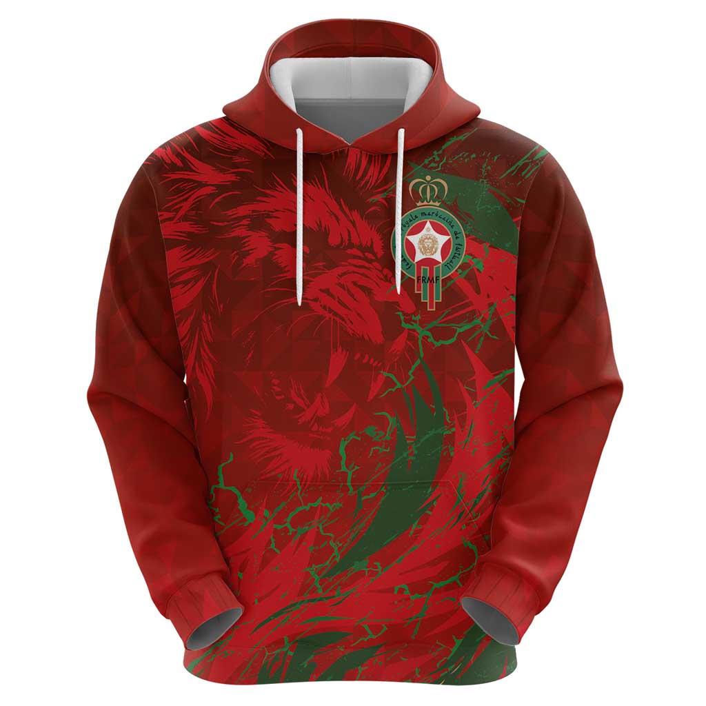 Custom Morocco National Football Hoodie Atlas Lions Sporty Abstract Pattern - Wonder Print Shop