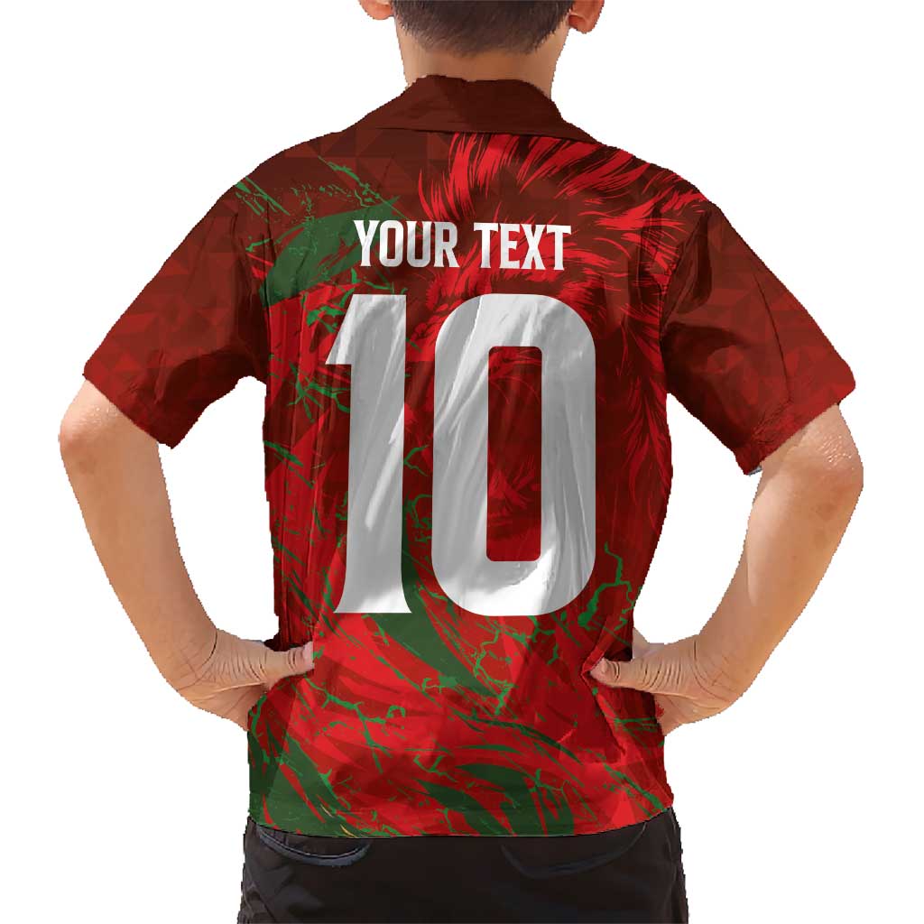 Custom Morocco National Football Kid Hawaiian Shirt Atlas Lions Sporty Abstract Pattern - Wonder Print Shop