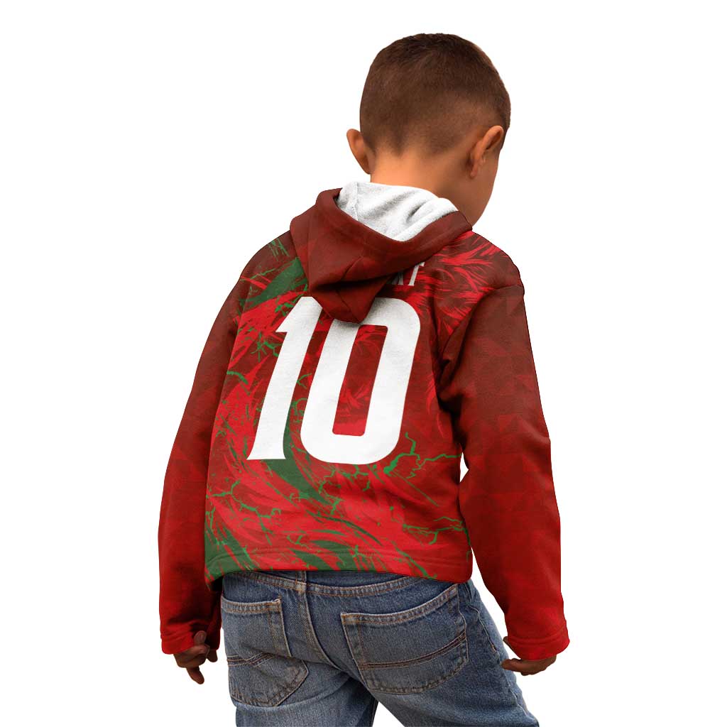 Custom Morocco National Football Kid Hoodie Atlas Lions Sporty Abstract Pattern - Wonder Print Shop