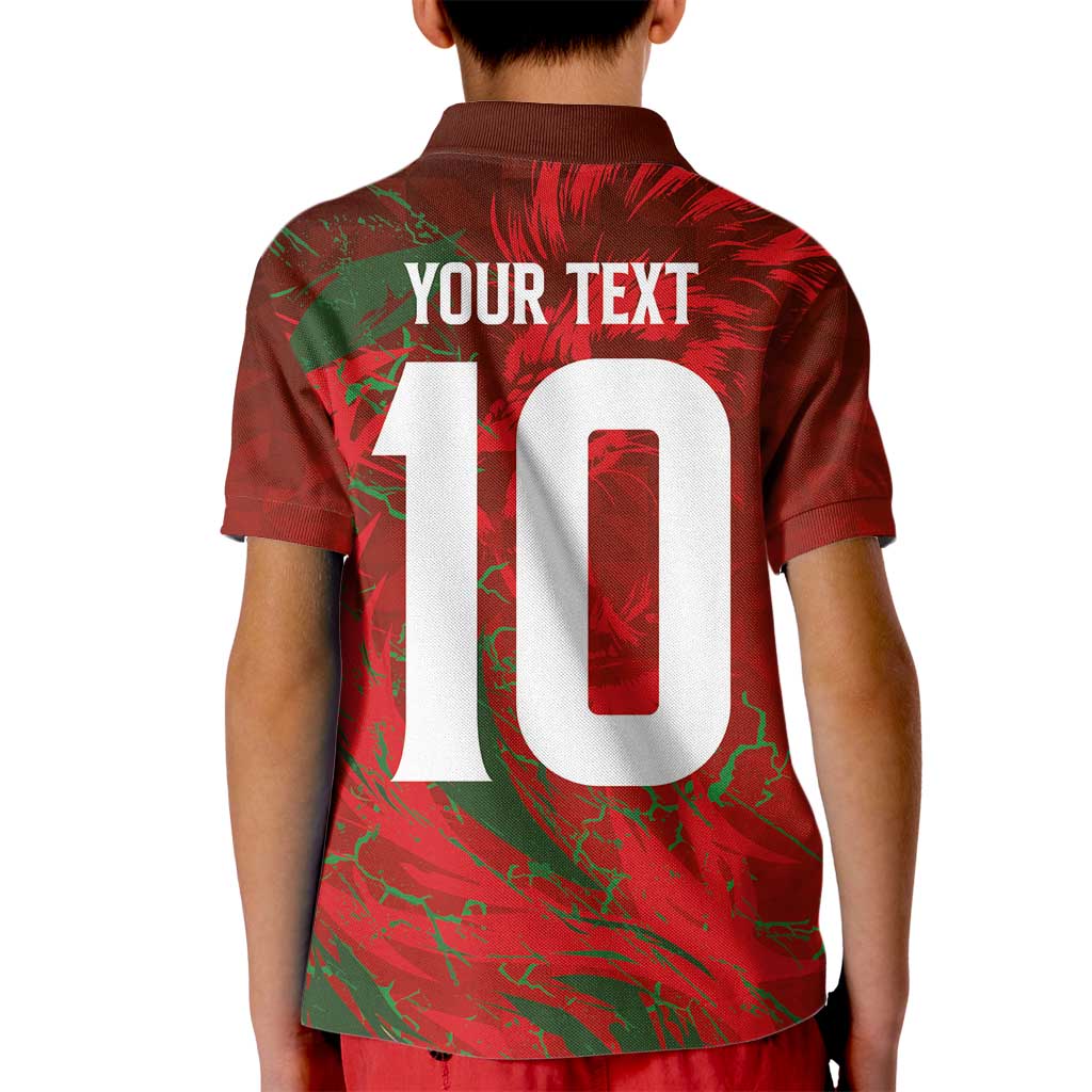 Custom Morocco National Football Kid Polo Shirt Atlas Lions Sporty Abstract Pattern - Wonder Print Shop