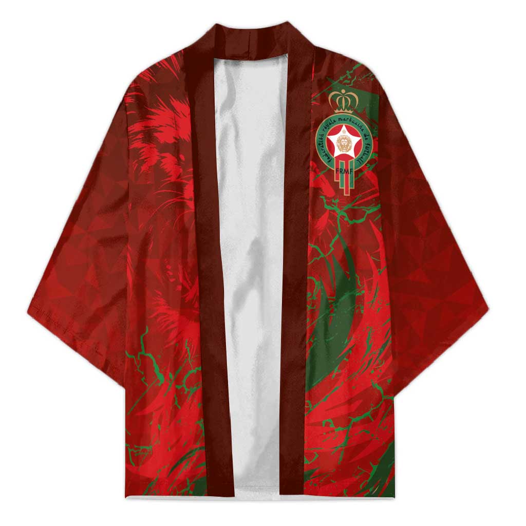 Custom Morocco National Football Kimono Atlas Lions Sporty Abstract Pattern - Wonder Print Shop