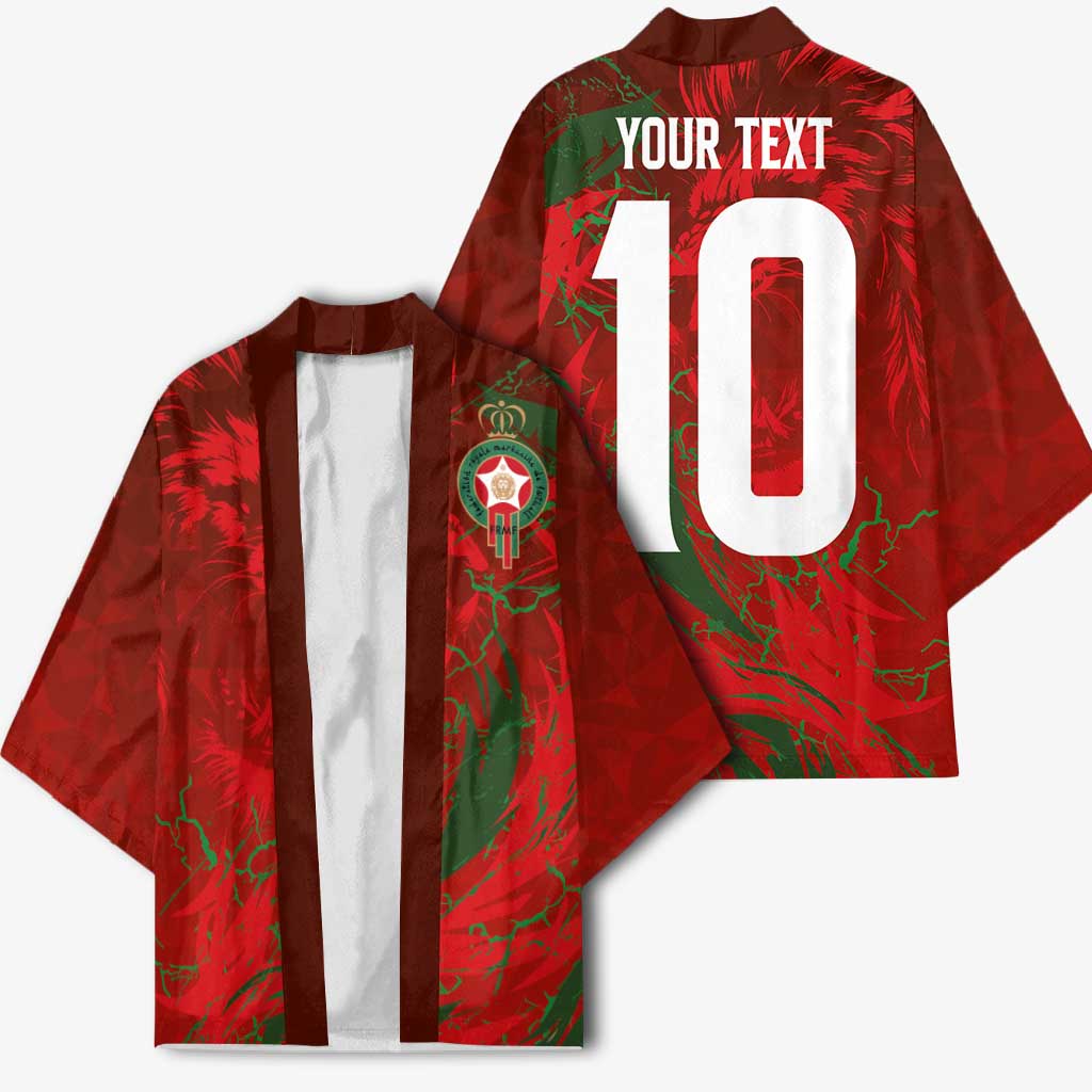 Custom Morocco National Football Kimono Atlas Lions Sporty Abstract Pattern - Wonder Print Shop