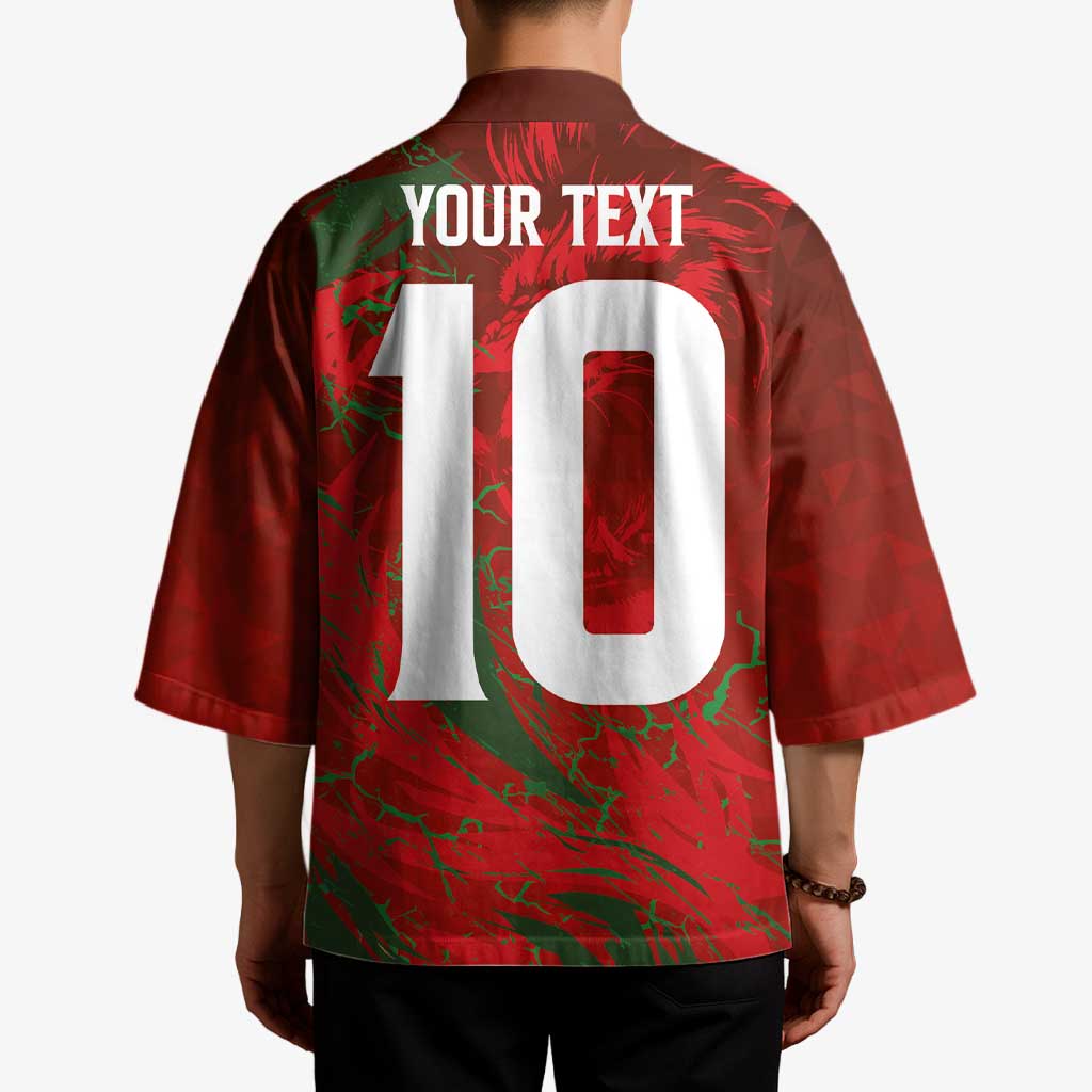 Custom Morocco National Football Kimono Atlas Lions Sporty Abstract Pattern - Wonder Print Shop