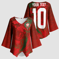 Custom Morocco National Football Kimono Sleeve Blouse Atlas Lions Sporty Abstract Pattern - Wonder Print Shop