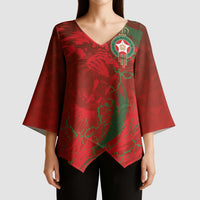 Custom Morocco National Football Kimono Sleeve Blouse Atlas Lions Sporty Abstract Pattern - Wonder Print Shop