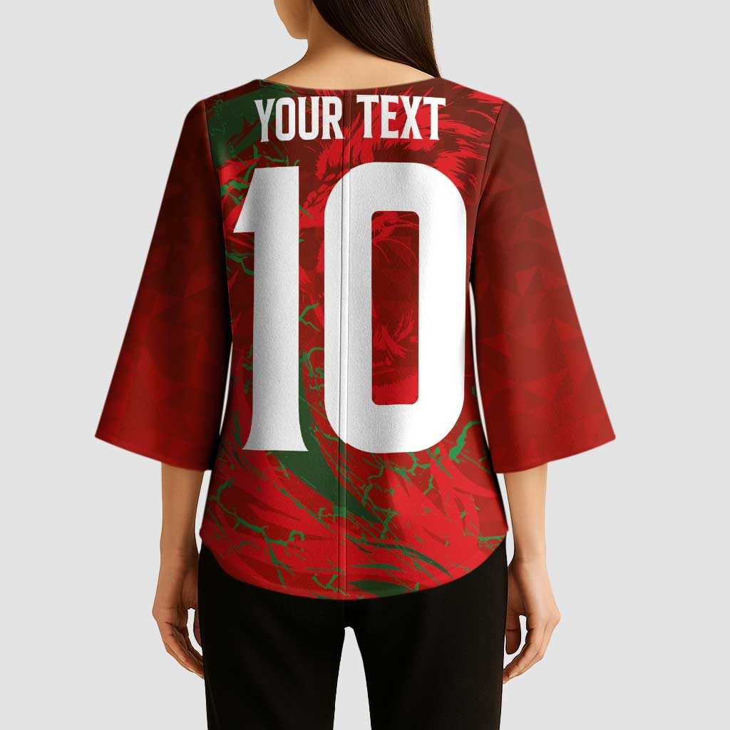 Custom Morocco National Football Kimono Sleeve Blouse Atlas Lions Sporty Abstract Pattern - Wonder Print Shop