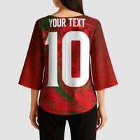 Custom Morocco National Football Kimono Sleeve Blouse Atlas Lions Sporty Abstract Pattern - Wonder Print Shop