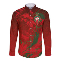 Custom Morocco National Football Long Sleeve Button Shirt Atlas Lions Sporty Abstract Pattern - Wonder Print Shop