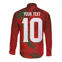 Custom Morocco National Football Long Sleeve Button Shirt Atlas Lions Sporty Abstract Pattern - Wonder Print Shop