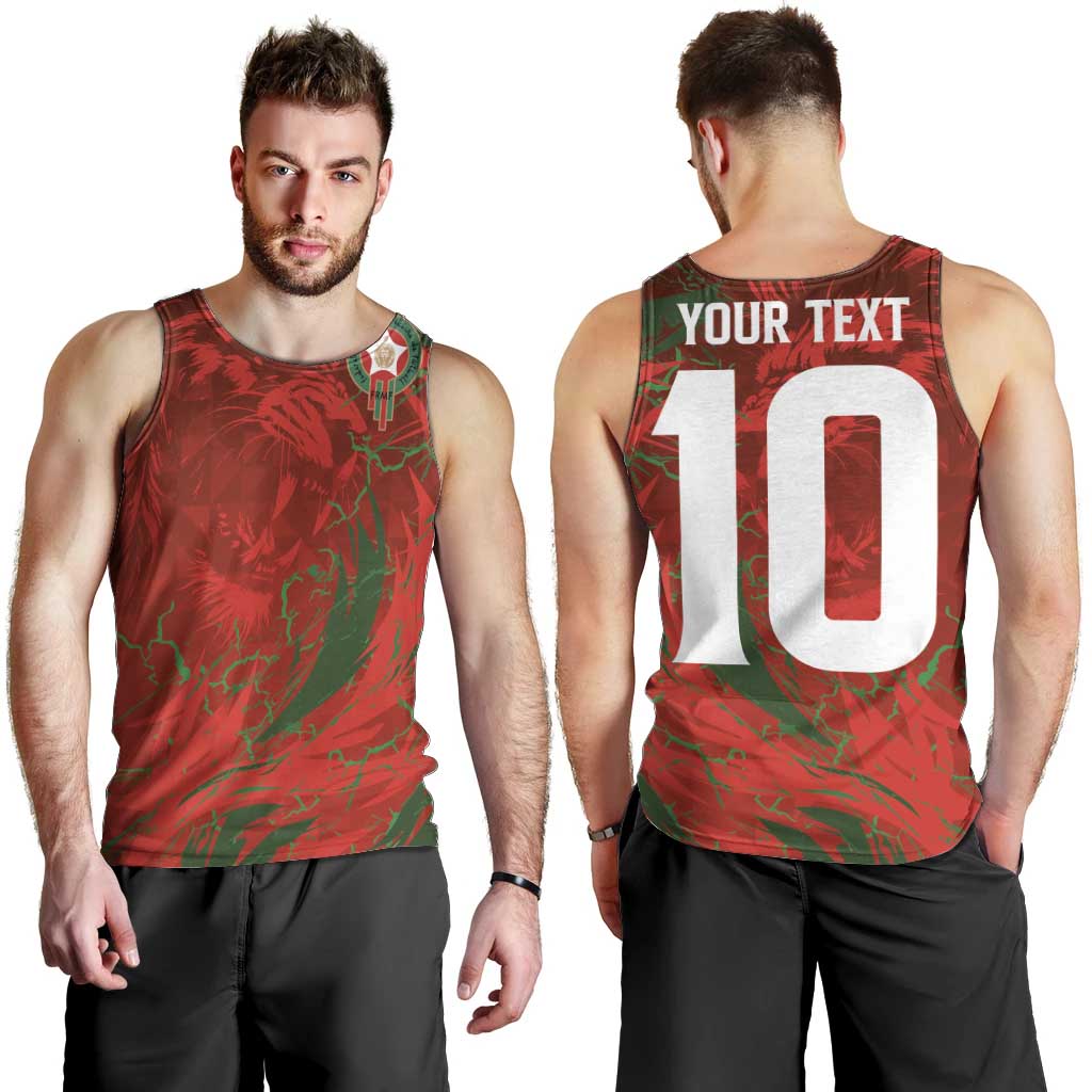 Custom Morocco National Football Men Tank Top Atlas Lions Sporty Abstract Pattern - Wonder Print Shop
