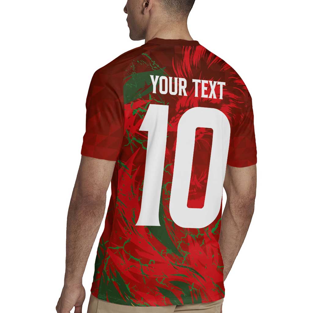 Custom Morocco National Football Rugby Jersey Atlas Lions Sporty Abstract Pattern - Wonder Print Shop