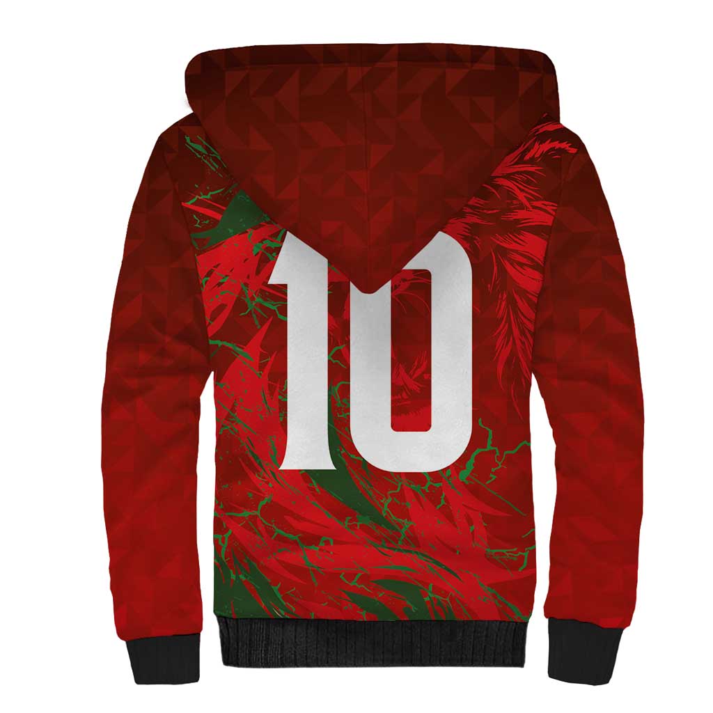 Custom Morocco National Football Sherpa Hoodie Atlas Lions Sporty Abstract Pattern - Wonder Print Shop