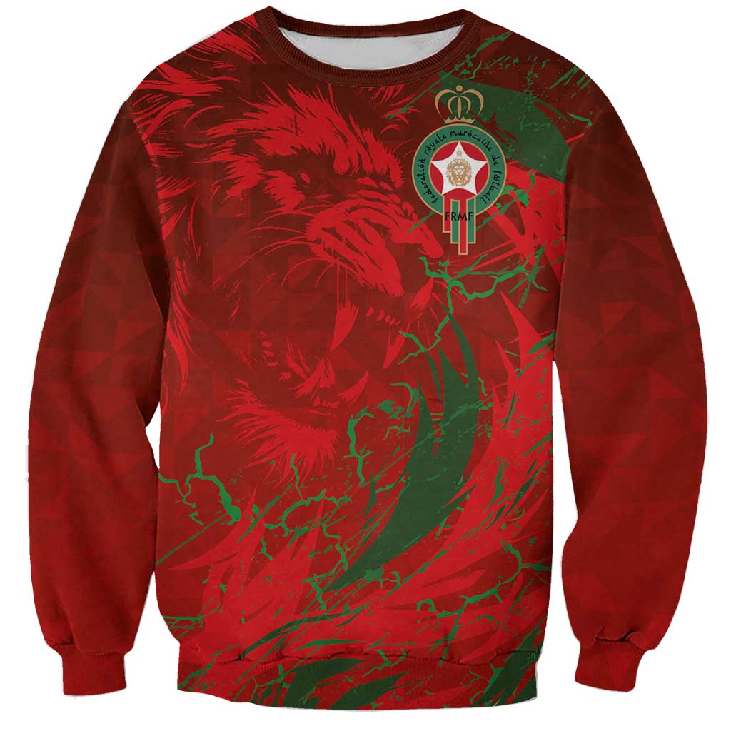 Custom Morocco National Football Sweatshirt Atlas Lions Sporty Abstract Pattern - Wonder Print Shop