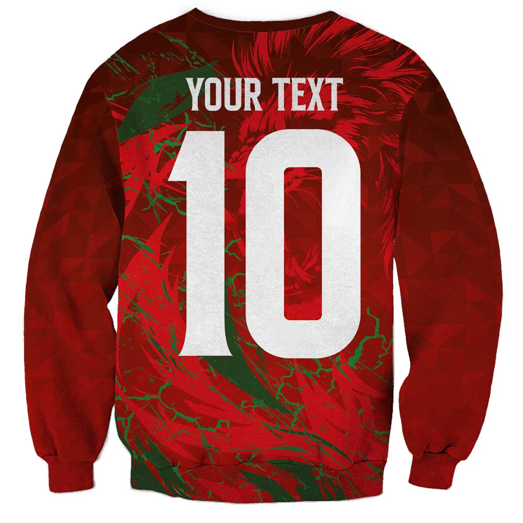 Custom Morocco National Football Sweatshirt Atlas Lions Sporty Abstract Pattern - Wonder Print Shop