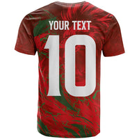 Custom Morocco National Football T Shirt Atlas Lions Sporty Abstract Pattern - Wonder Print Shop