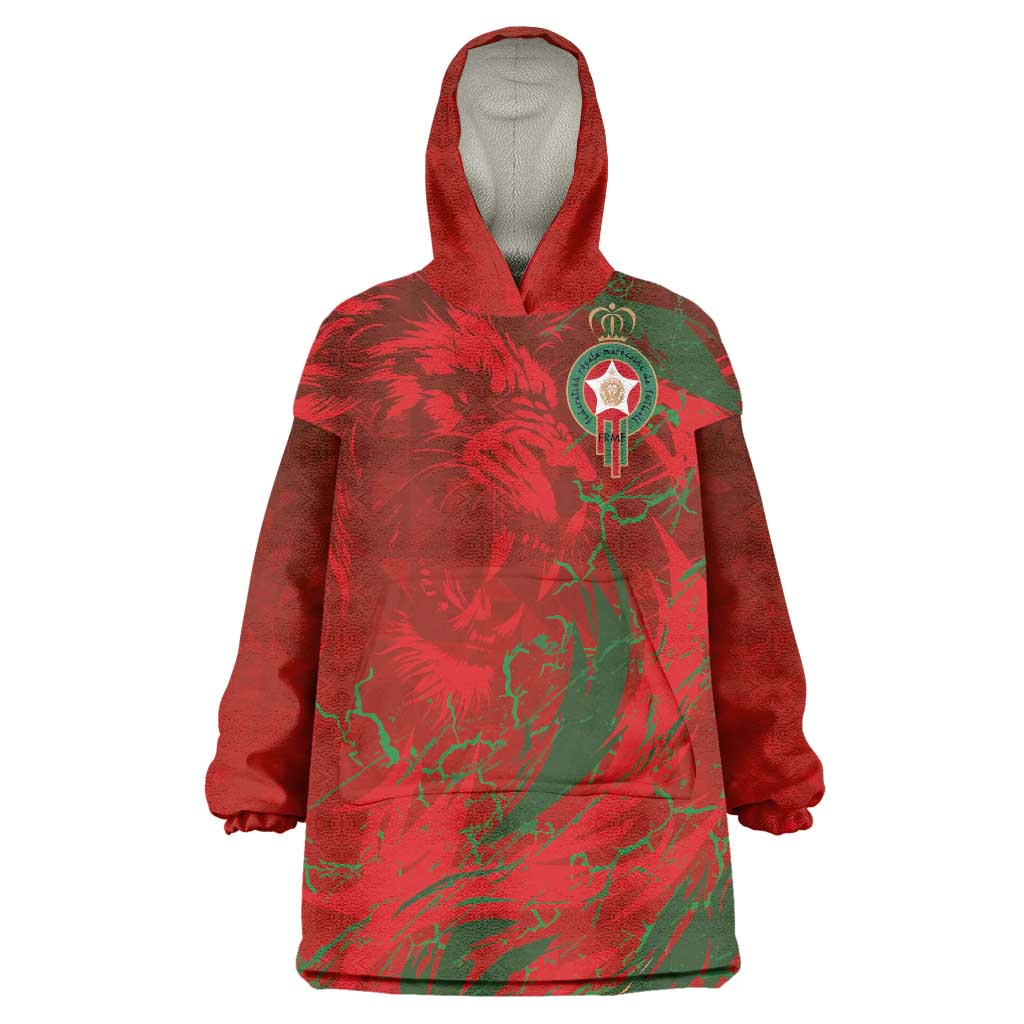 Custom Morocco National Football Wearable Blanket Hoodie Atlas Lions Sporty Abstract Pattern - Wonder Print Shop