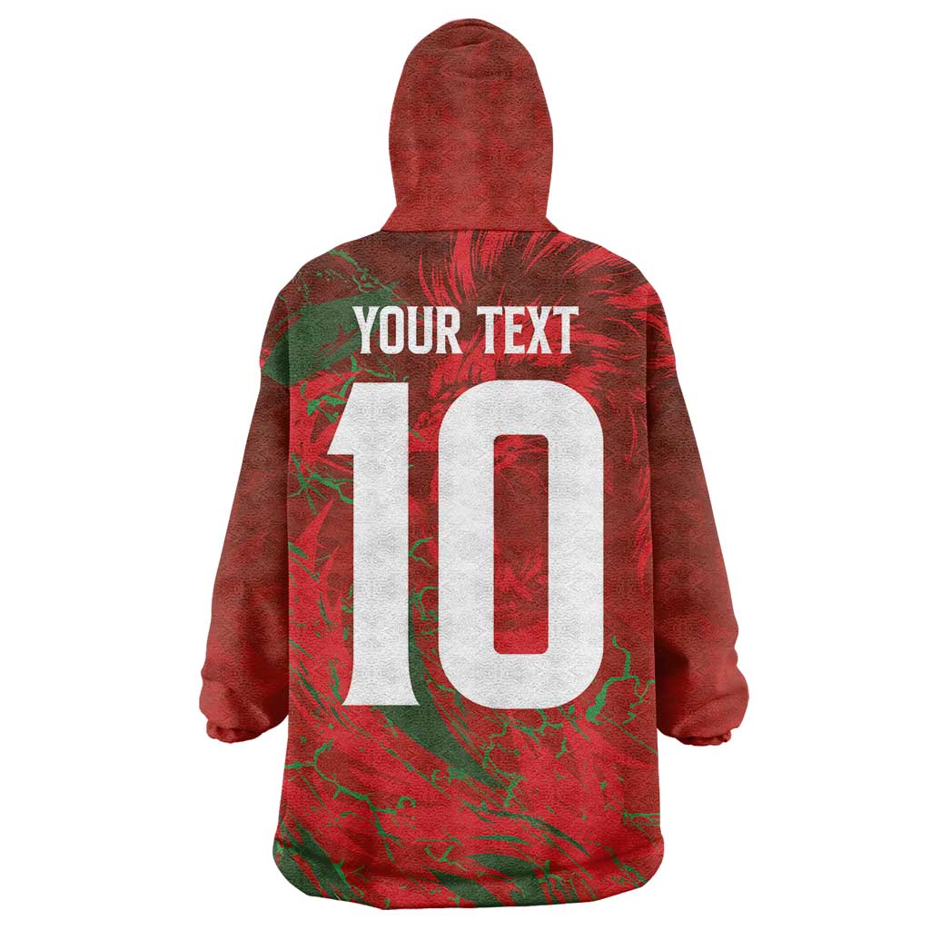 Custom Morocco National Football Wearable Blanket Hoodie Atlas Lions Sporty Abstract Pattern - Wonder Print Shop