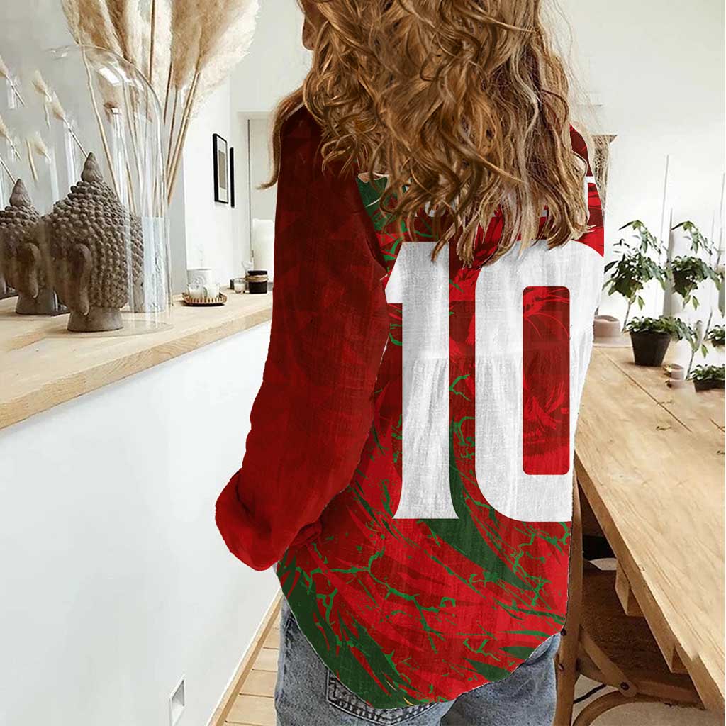 Custom Morocco National Football Women Casual Shirt Atlas Lions Sporty Abstract Pattern - Wonder Print Shop