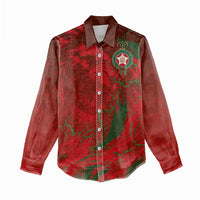 Custom Morocco National Football Women Casual Shirt Atlas Lions Sporty Abstract Pattern - Wonder Print Shop