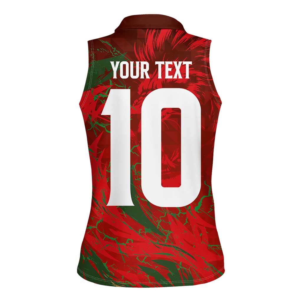 Custom Morocco National Football Women Sleeveless Polo Shirt Atlas Lions Sporty Abstract Pattern - Wonder Print Shop