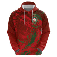 Custom Morocco National Football Zip Hoodie Atlas Lions Sporty Abstract Pattern - Wonder Print Shop