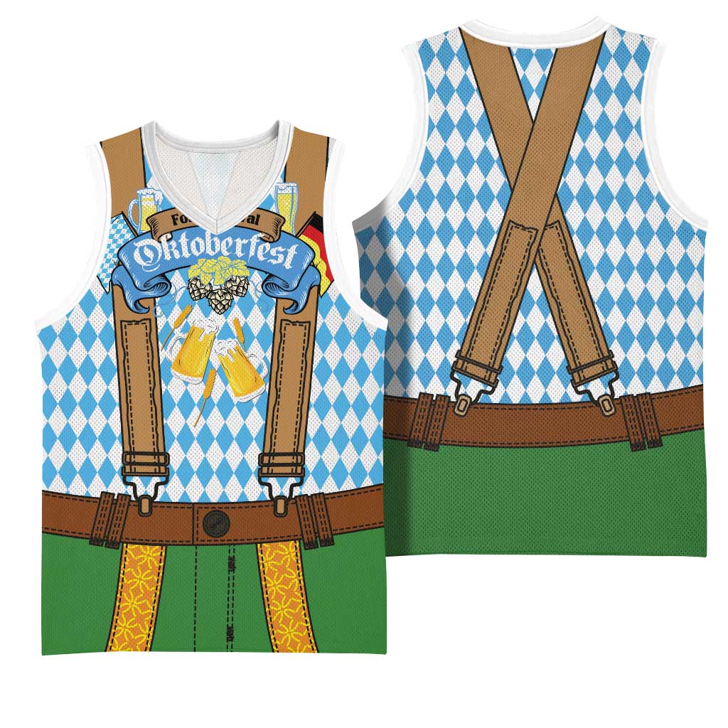 Oktoberfest Basketball Jersey Beer Festival Spirit Lederhosen Costume Style - Wonder Print Shop