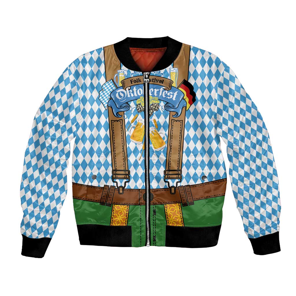 Oktoberfest Bomber Jacket Beer Festival Spirit Lederhosen Costume Style - Wonder Print Shop