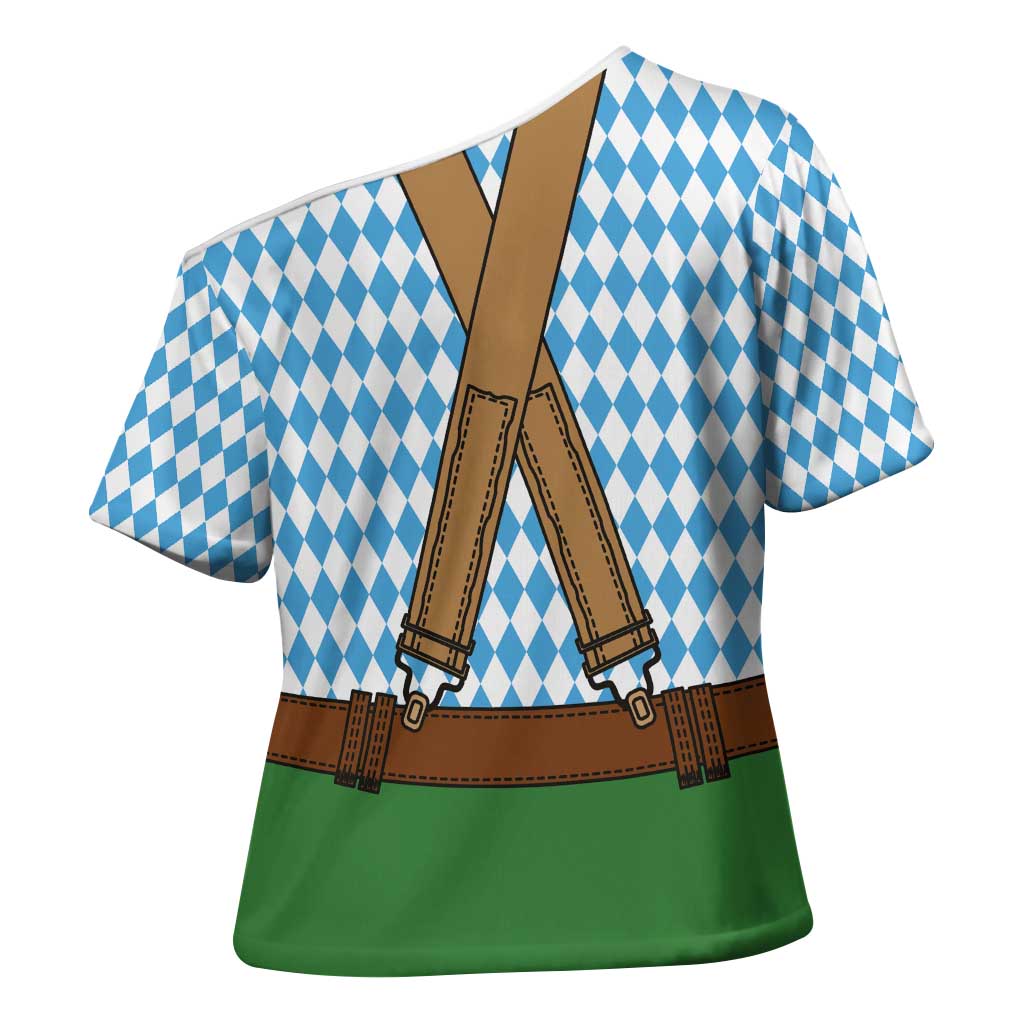 Oktoberfest Cross Shoulder Shirt Beer Festival Spirit Lederhosen Costume Style - Wonder Print Shop