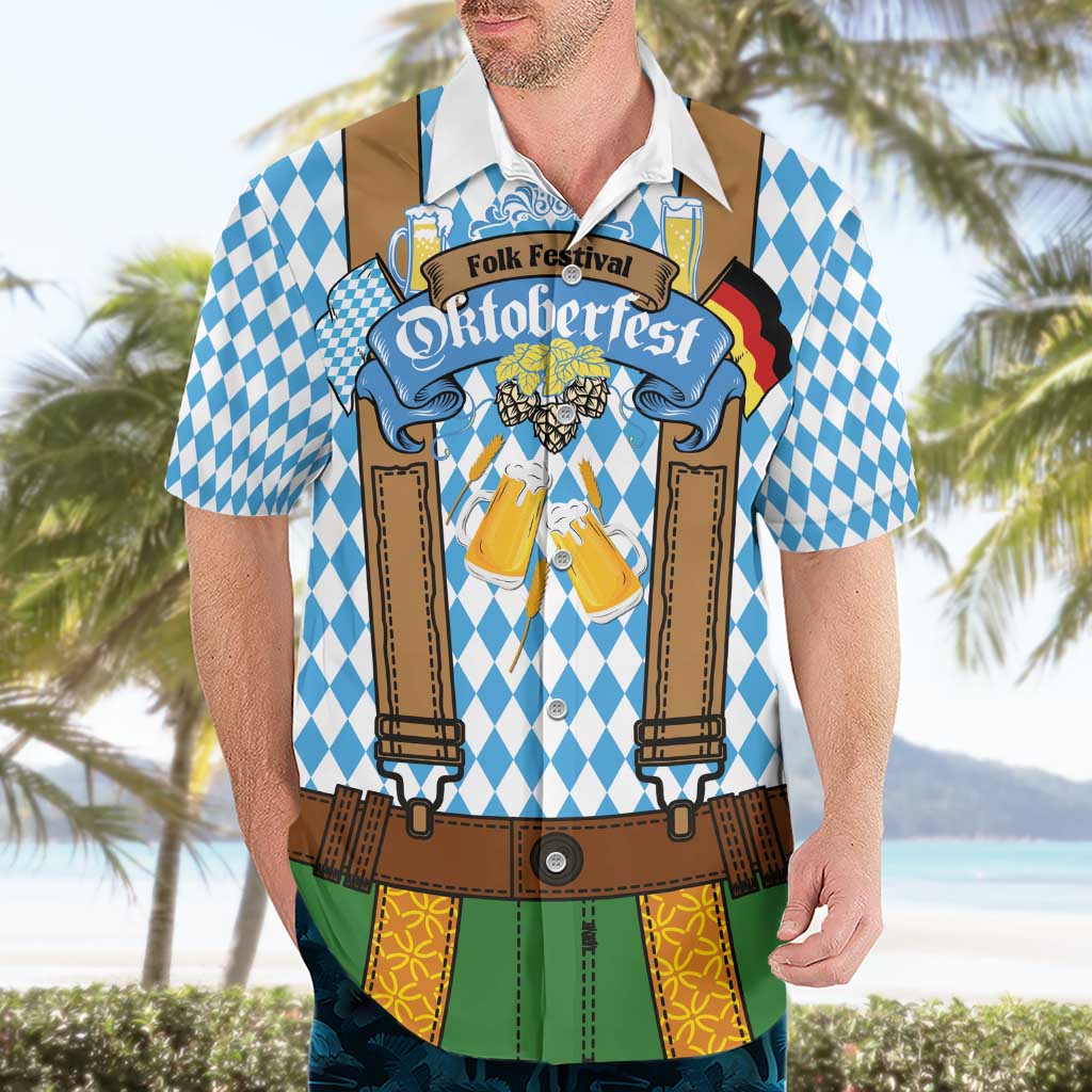 Oktoberfest Hawaiian Shirt Beer Festival Spirit Lederhosen Costume Style - Wonder Print Shop
