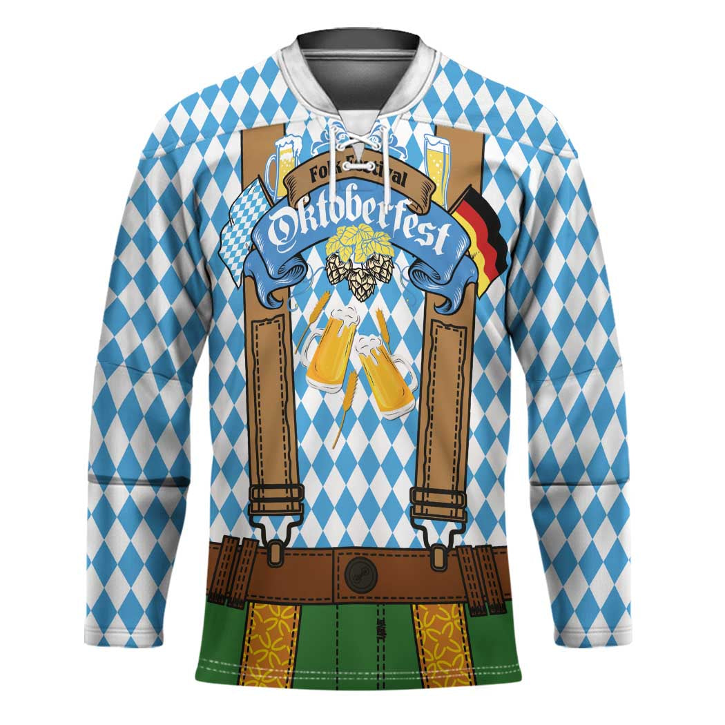 Oktoberfest Hockey Jersey Beer Festival Spirit Lederhosen Costume Style - Wonder Print Shop