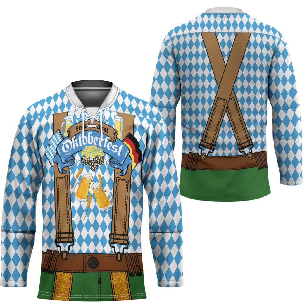 Oktoberfest Hockey Jersey Beer Festival Spirit Lederhosen Costume Style - Wonder Print Shop